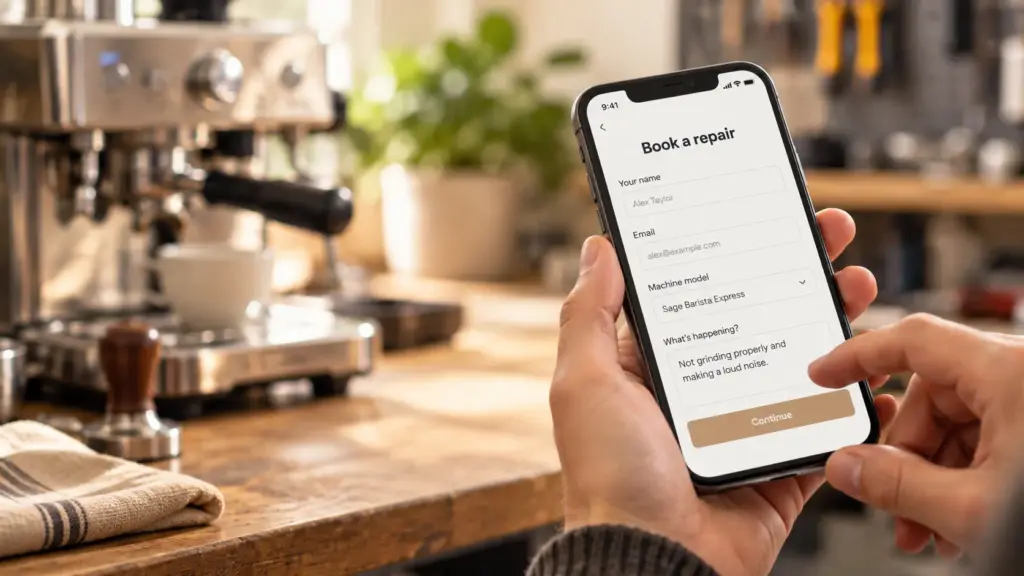 book a repair with fix my coffee machine
